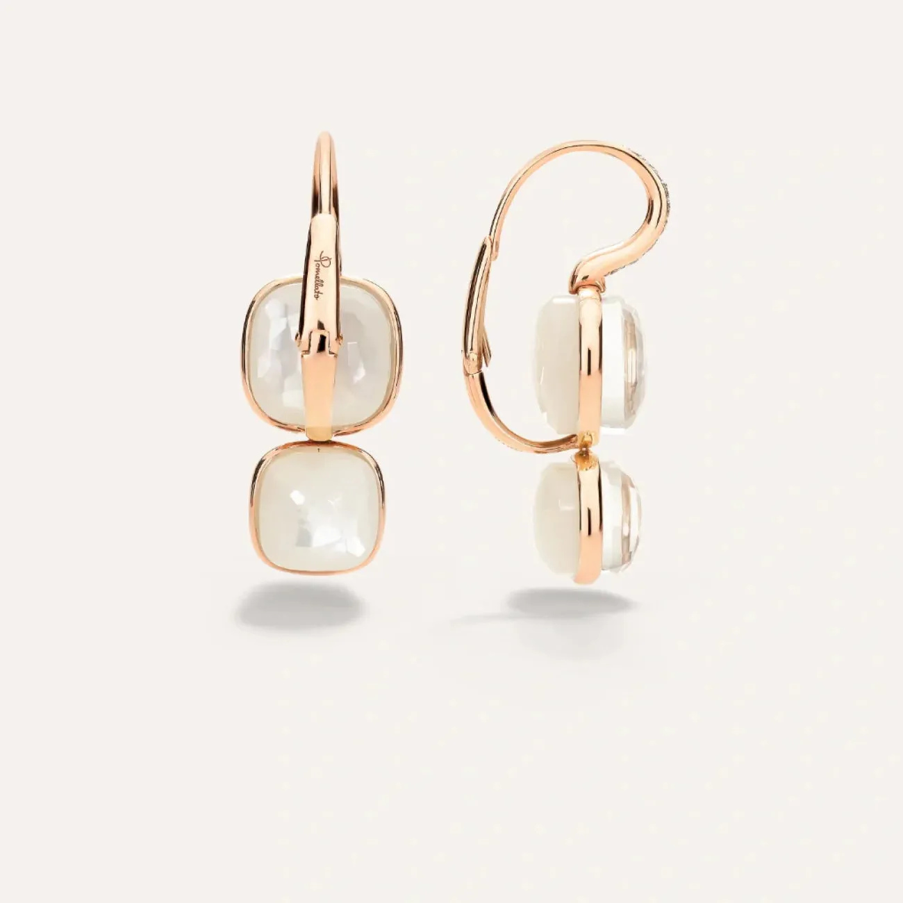 Nudo 18K Rose Gold Double White Topaz & Diamond Pavé Classic Earrings