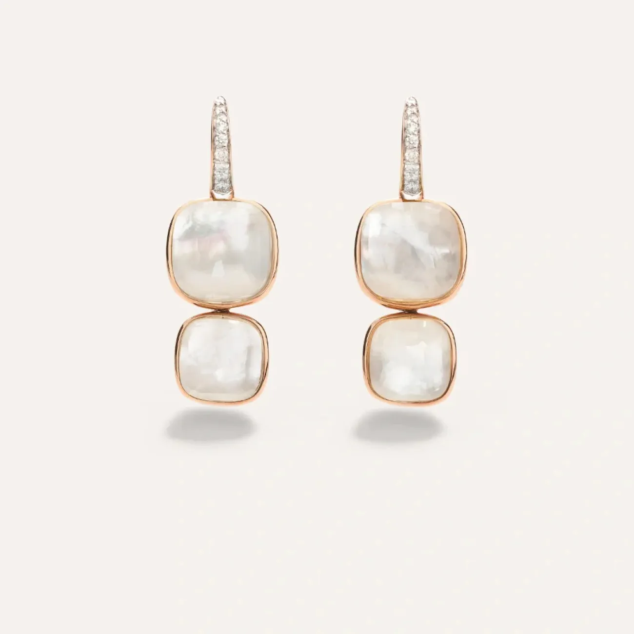 Nudo 18K Rose Gold Double White Topaz & Diamond Pavé Classic Earrings