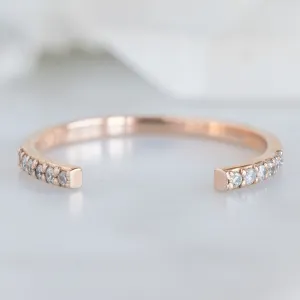 Open Cuff Salt and Pepper Diamond Pavé Stacking Band | 14K or 18K Rose Gold