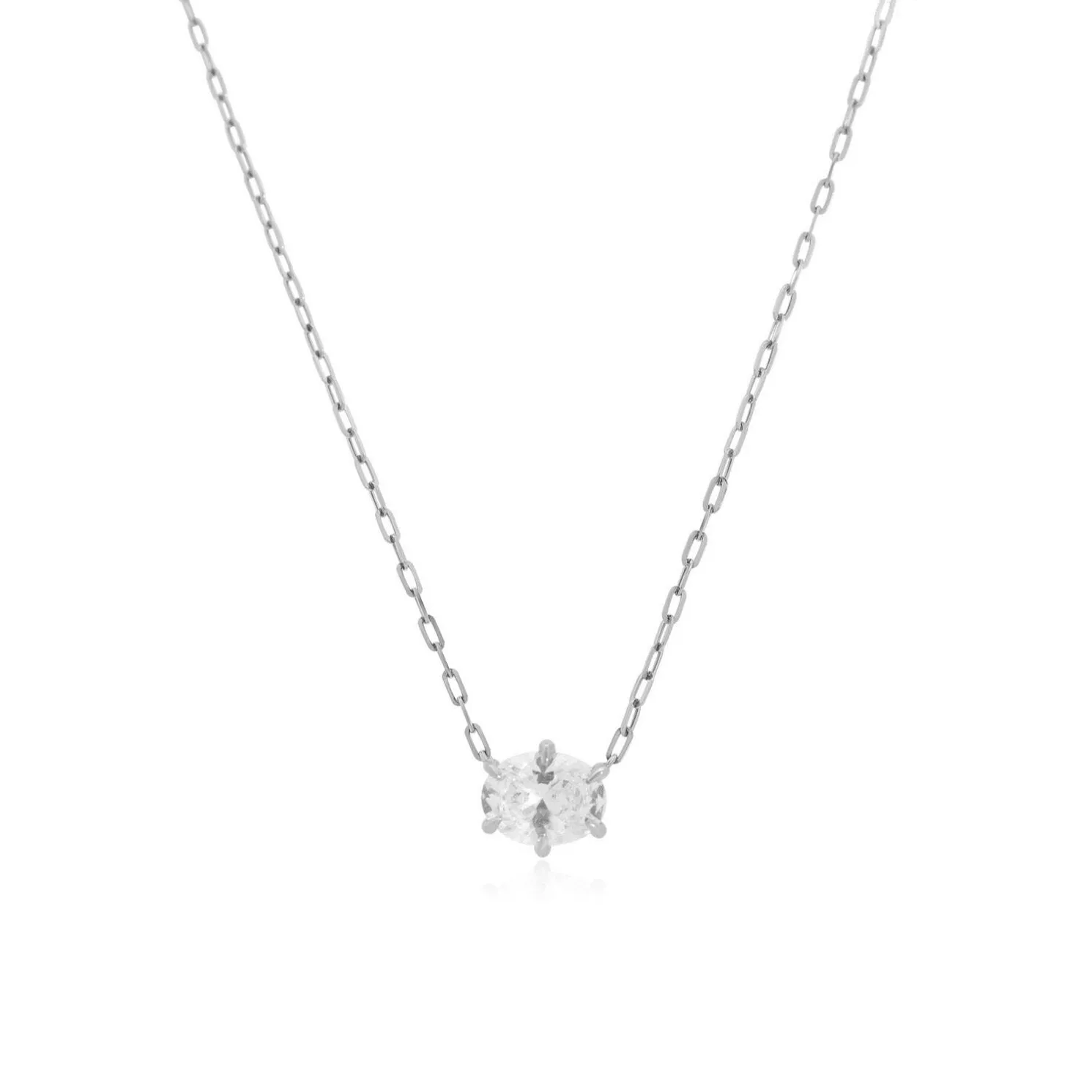 Oval Diamond Solitaire Necklace