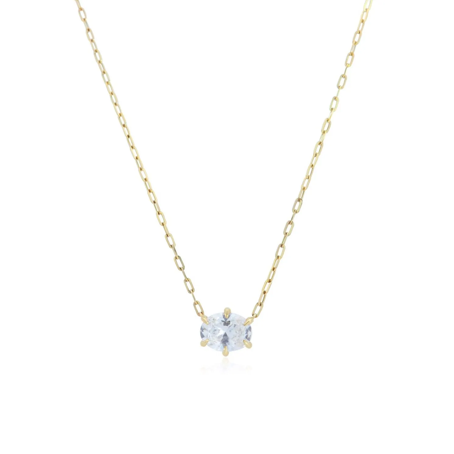 Oval Diamond Solitaire Necklace