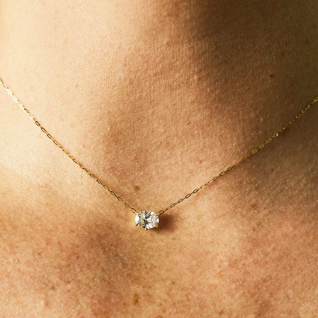 Oval Diamond Solitaire Necklace