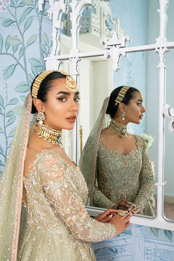Pakistani Bridal Lehenga with Pishwas and Dupatta Dress