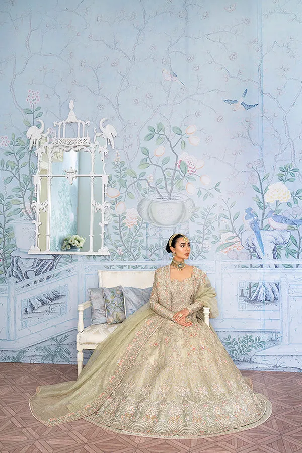Pakistani Bridal Lehenga with Pishwas and Dupatta Dress