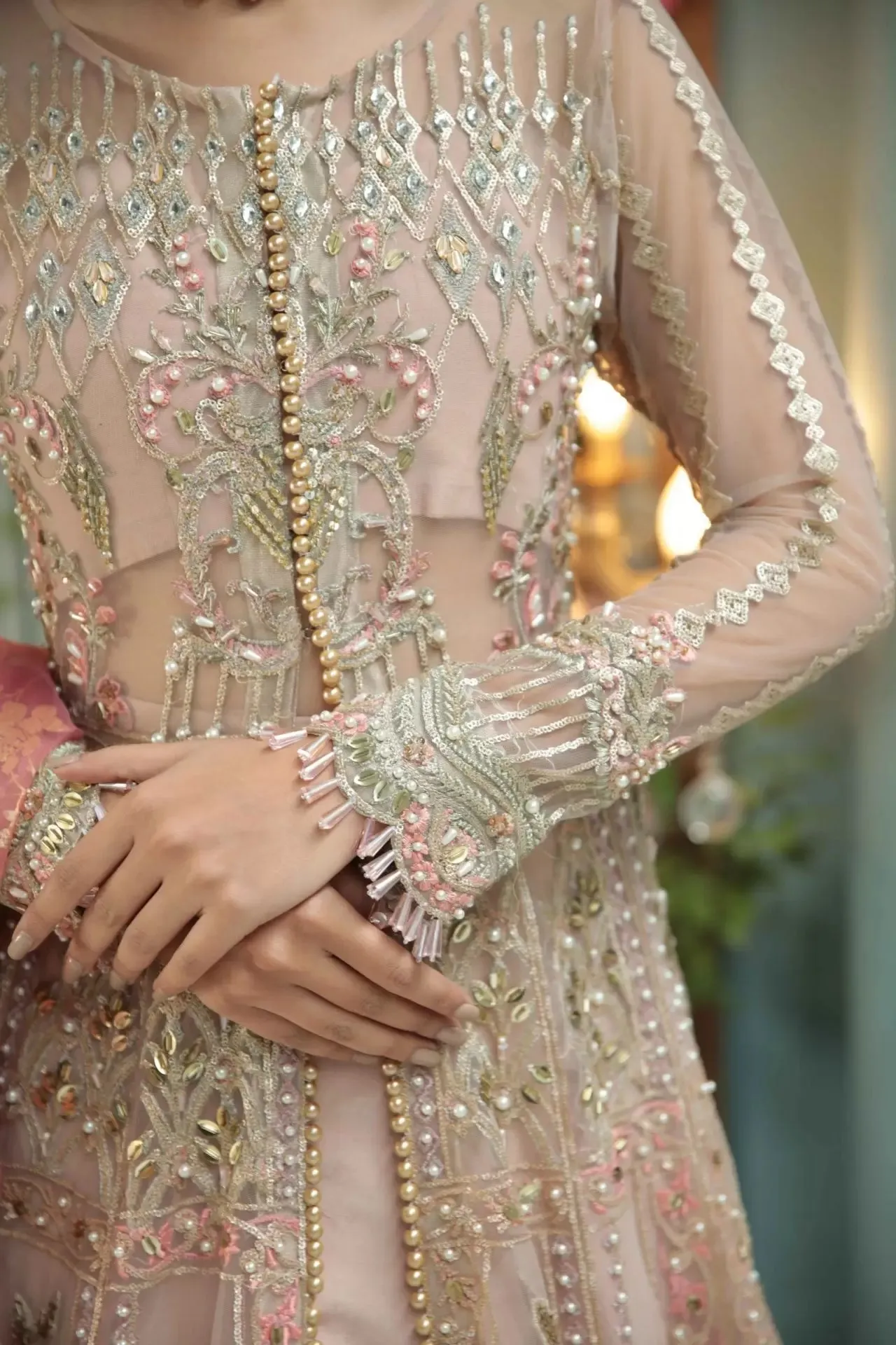 Pakistani Pishwas Dress in Frock Style for Wedding