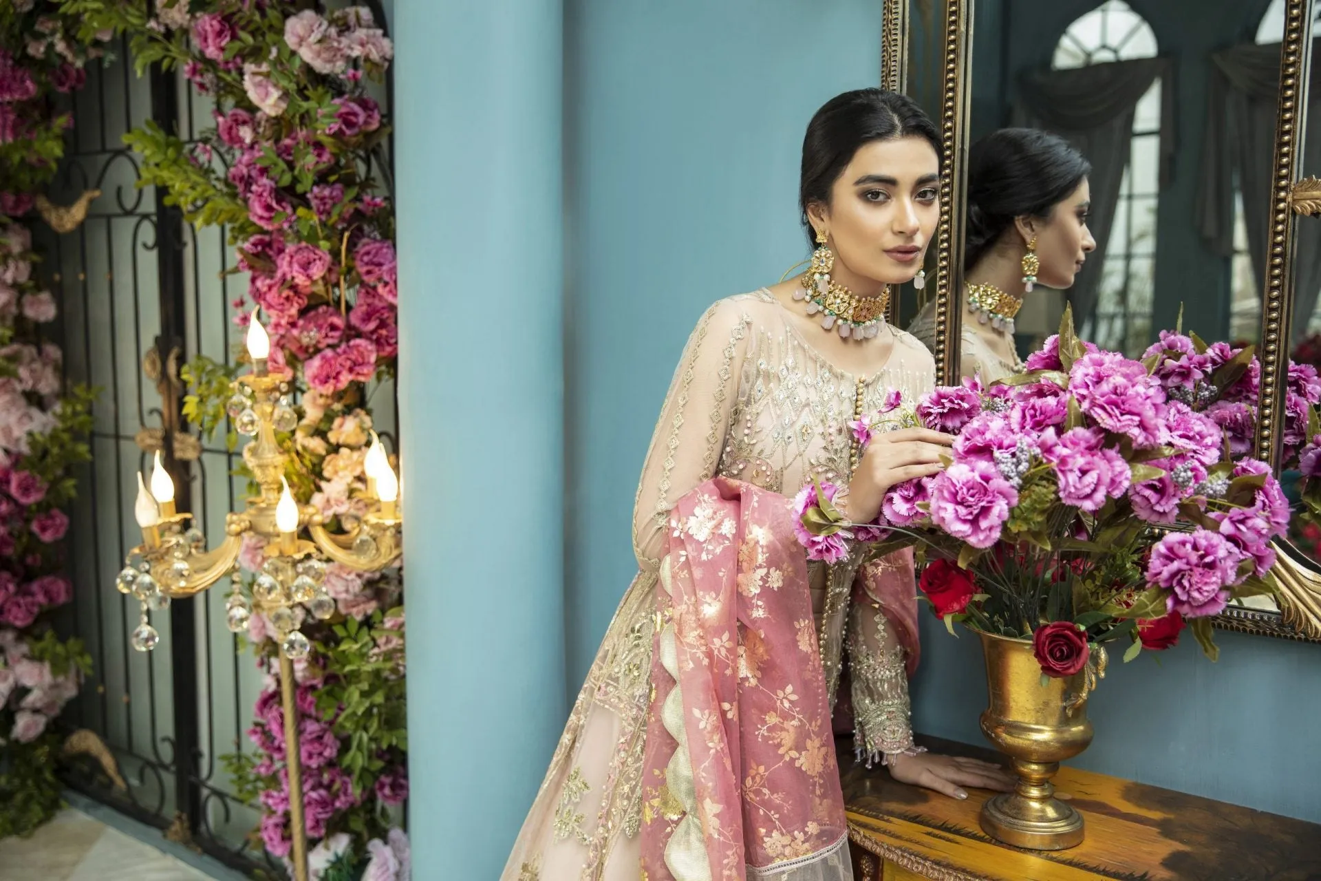 Pakistani Pishwas Dress in Frock Style for Wedding
