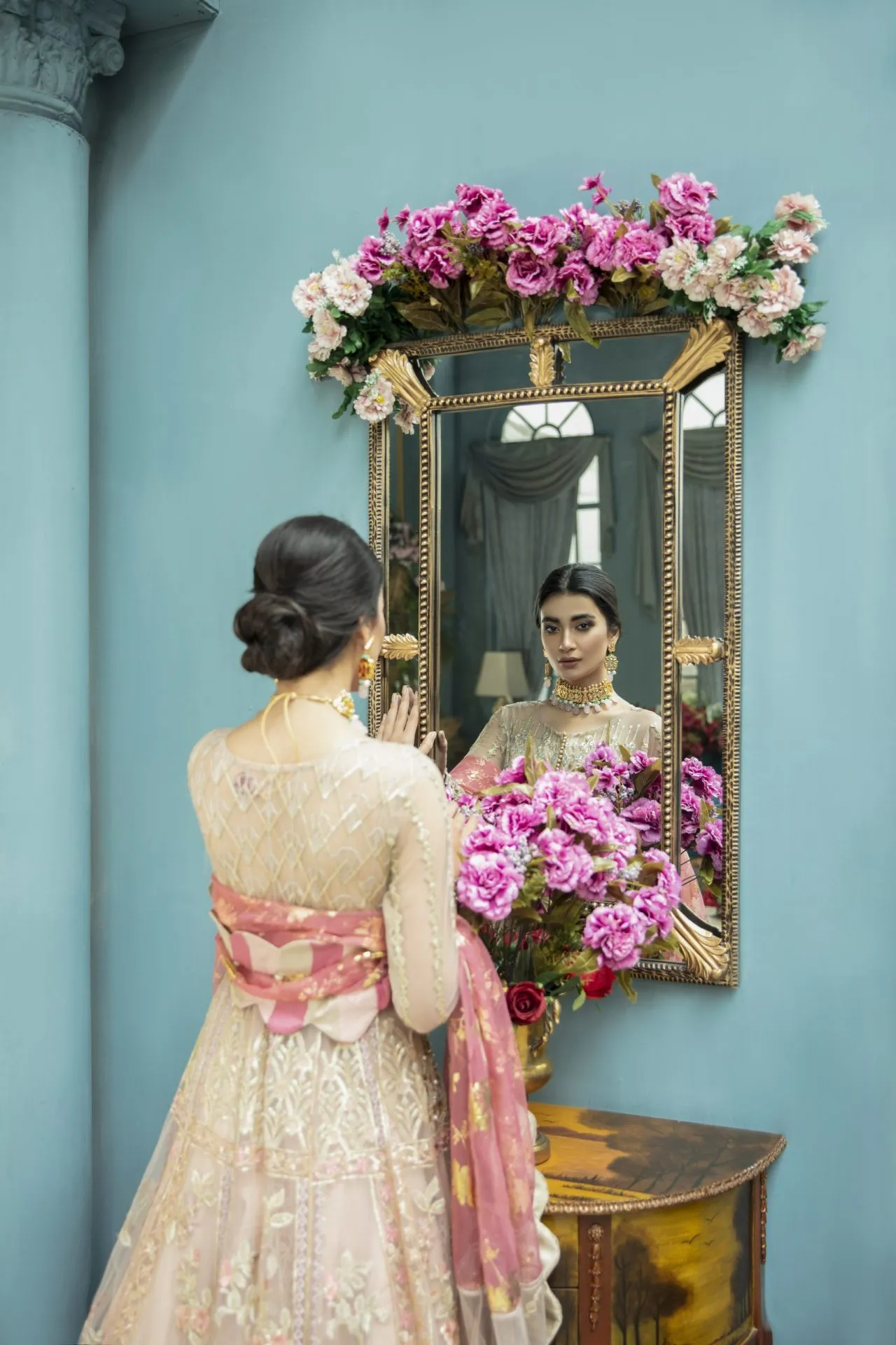 Pakistani Pishwas Dress in Frock Style for Wedding
