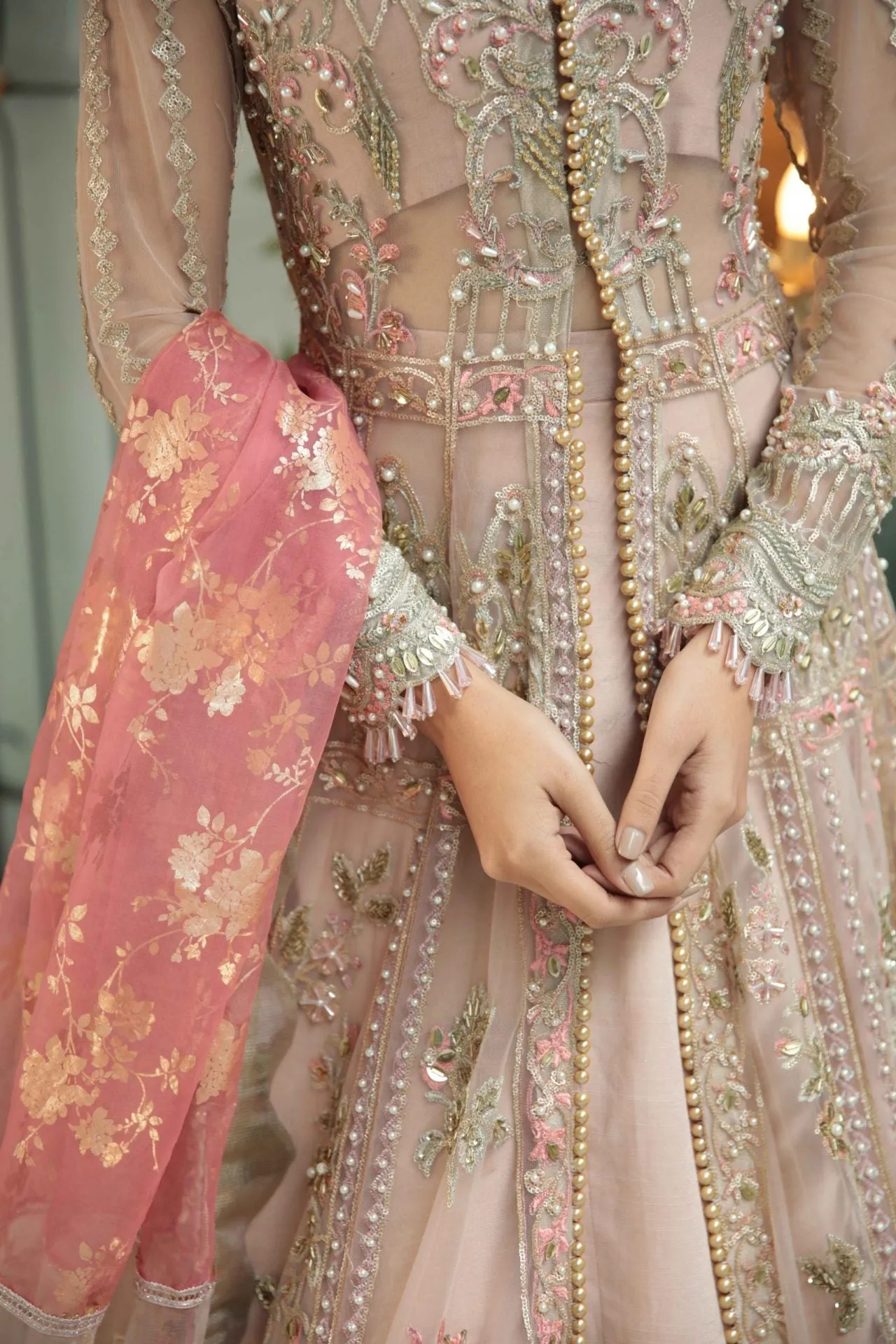 Pakistani Pishwas Dress in Frock Style for Wedding