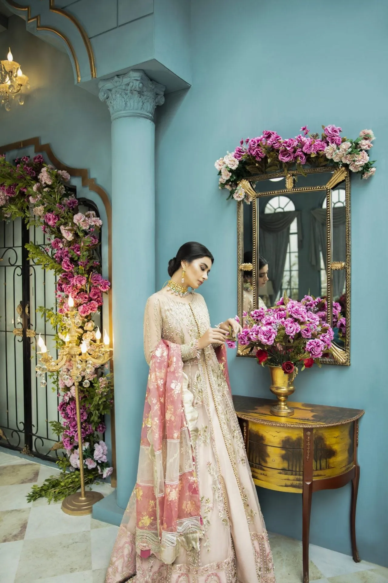 Pakistani Pishwas Dress in Frock Style for Wedding