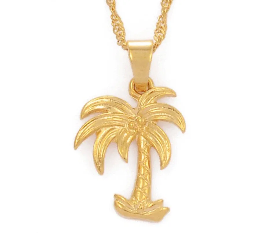 Palm tree necklace ,palm tree pendant , beach jewelry , little tree charm necklace ,tropical jewelry , summer gold necklace , tree pendant