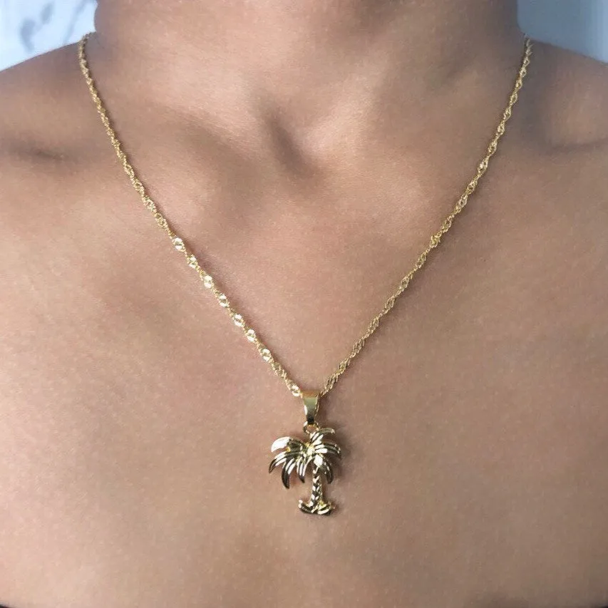 Palm tree necklace ,palm tree pendant , beach jewelry , little tree charm necklace ,tropical jewelry , summer gold necklace , tree pendant