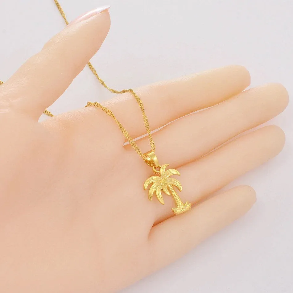 Palm tree necklace ,palm tree pendant , beach jewelry , little tree charm necklace ,tropical jewelry , summer gold necklace , tree pendant