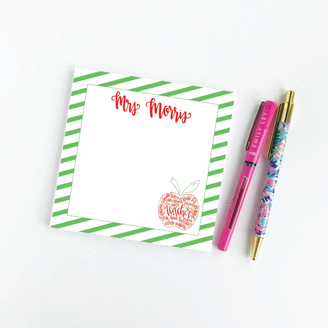 Personalized Striped Teacher Notepad