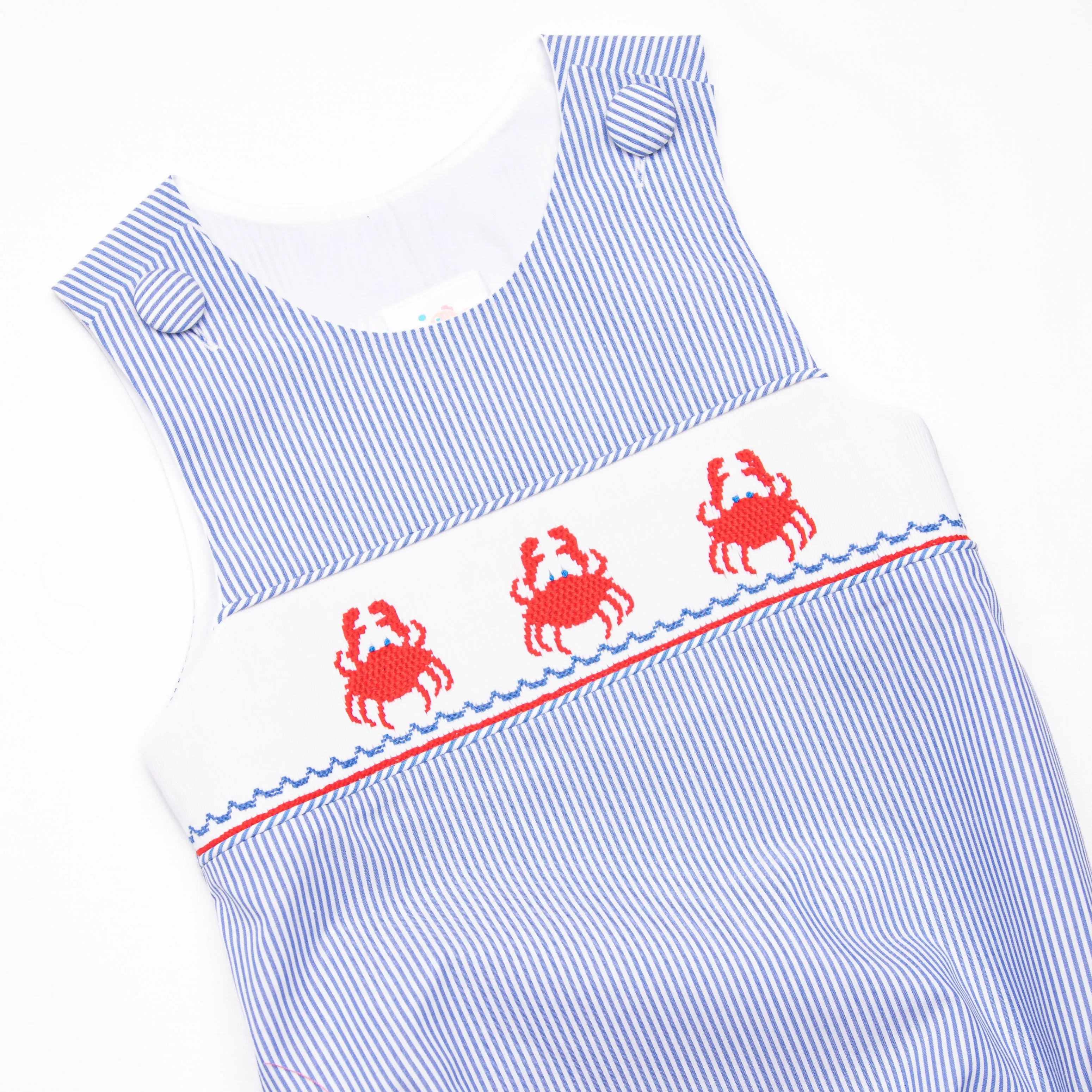 Pinchy and Patriotic Smocked Boy Bubble, Blue
