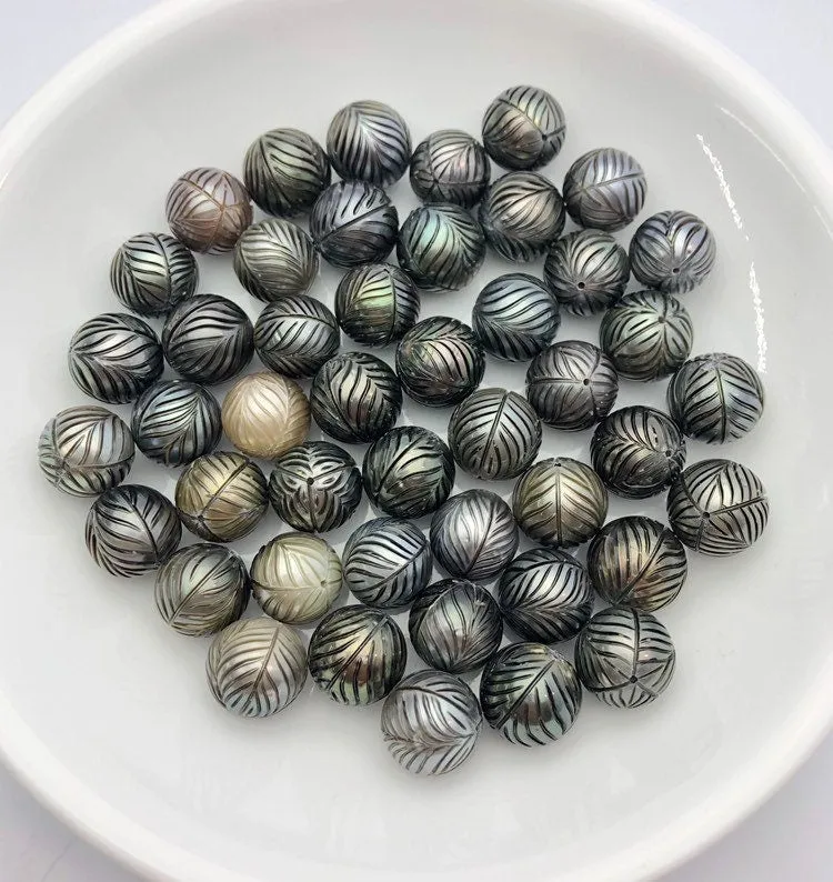 Pine Tree Hand carved Tahitian Pearls 11-11.9mm