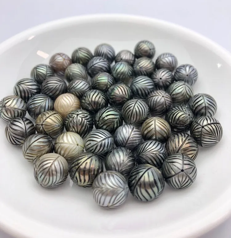 Pine Tree Hand carved Tahitian Pearls 11-11.9mm