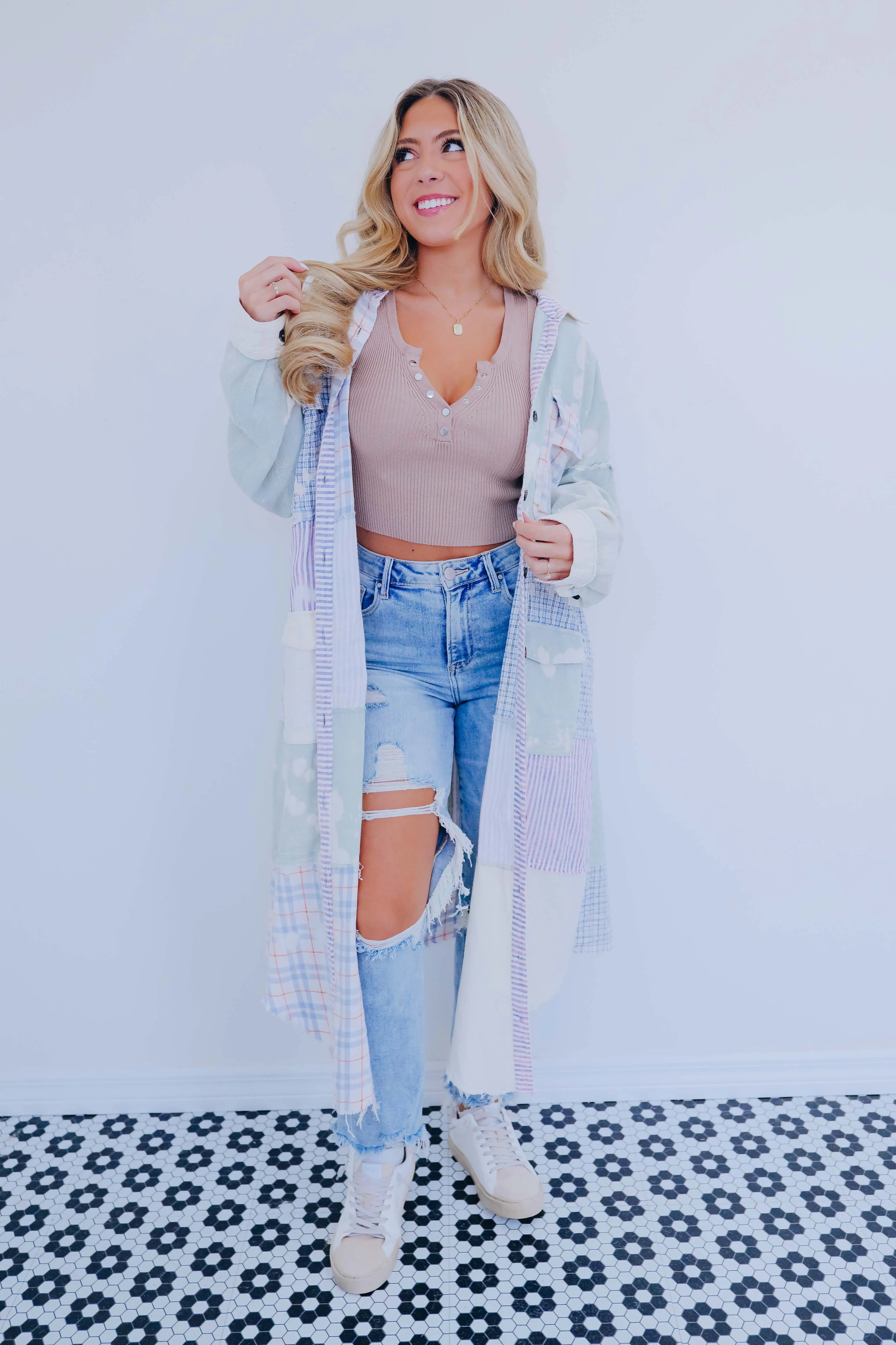 Pixie Patchwork Plaid Duster By Oli & Hali