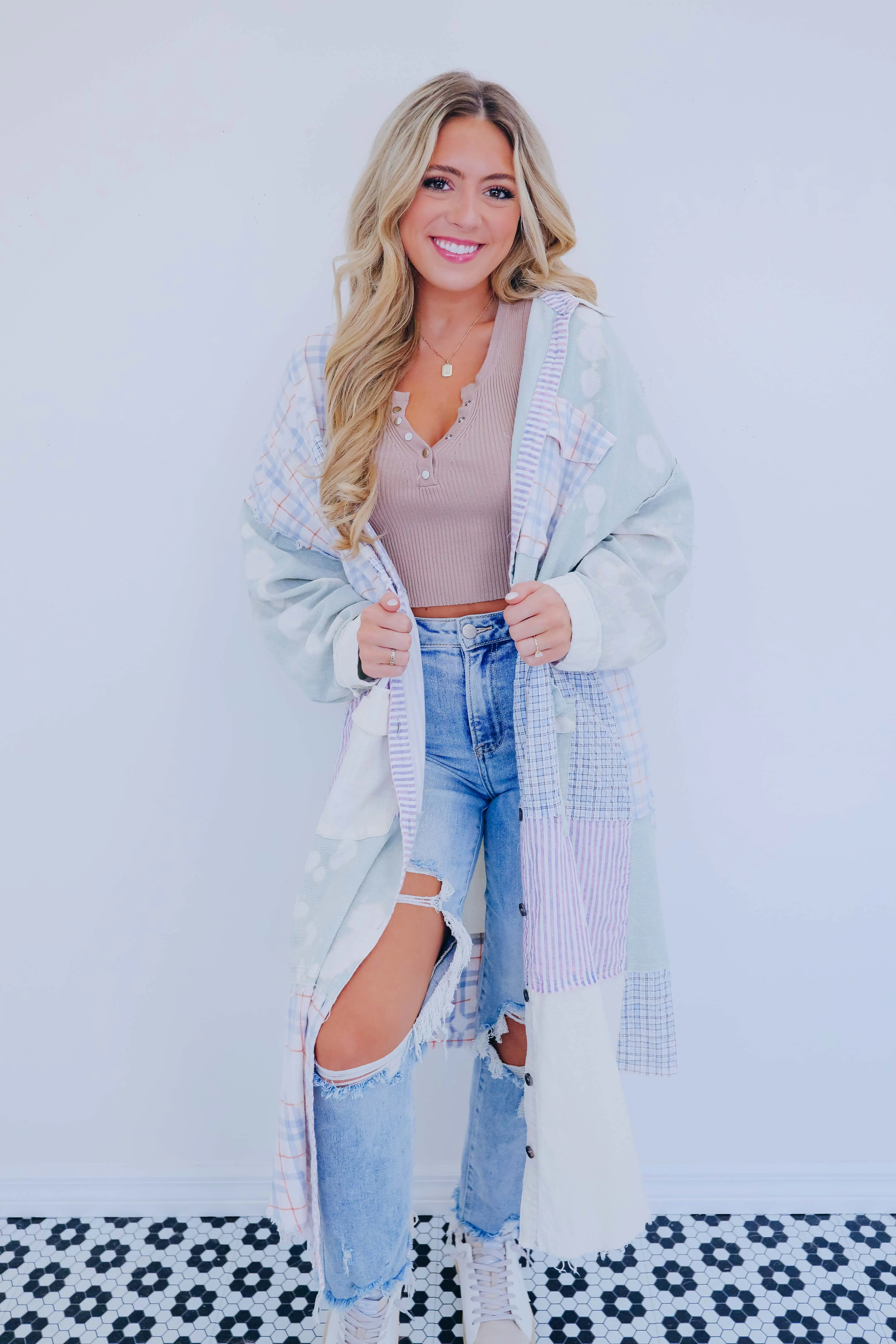 Pixie Patchwork Plaid Duster By Oli & Hali