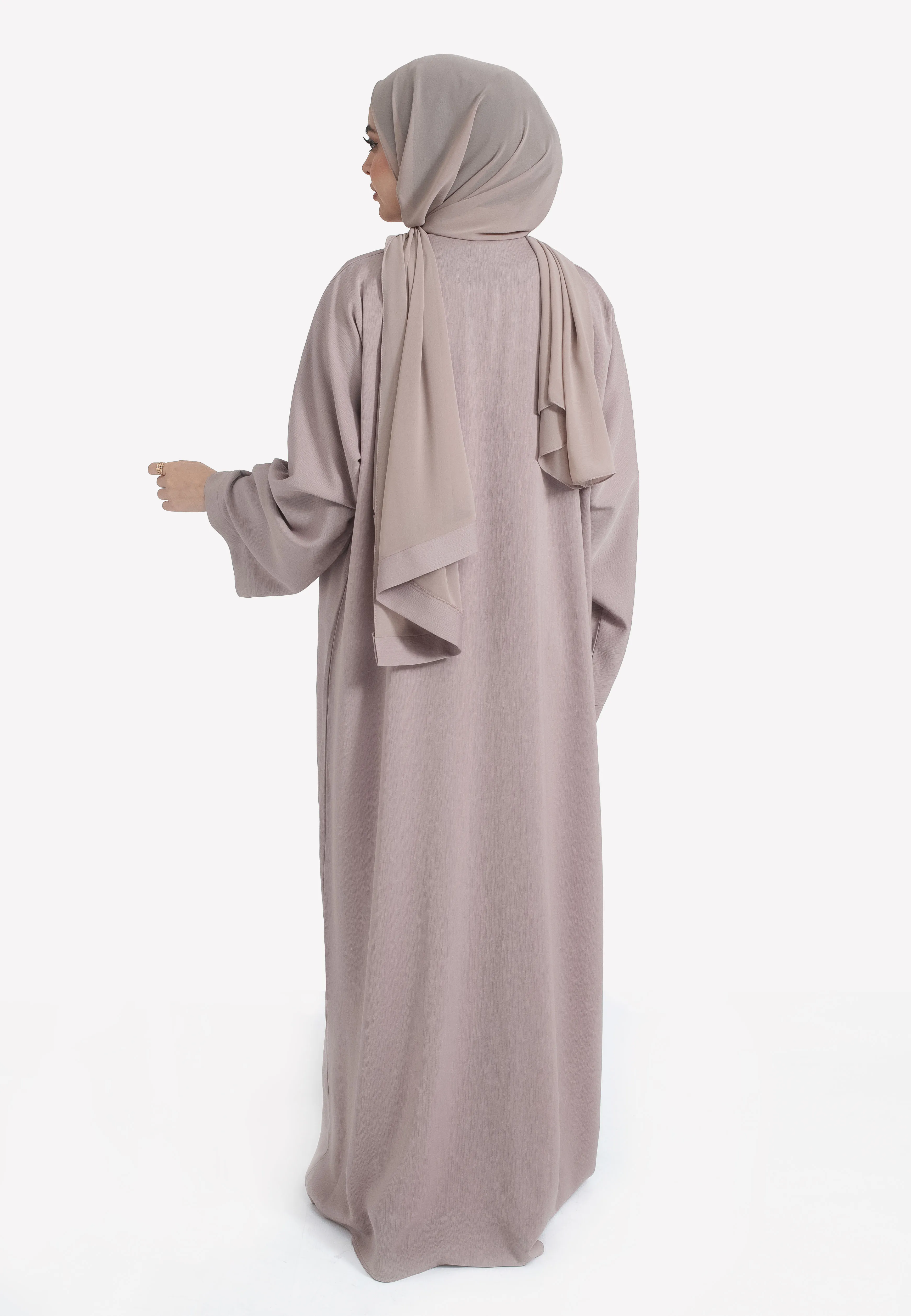 Plain Mink Textured Open Abaya