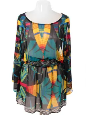 Plus Size Bell Sleeve Designer Flowing Orange Dress