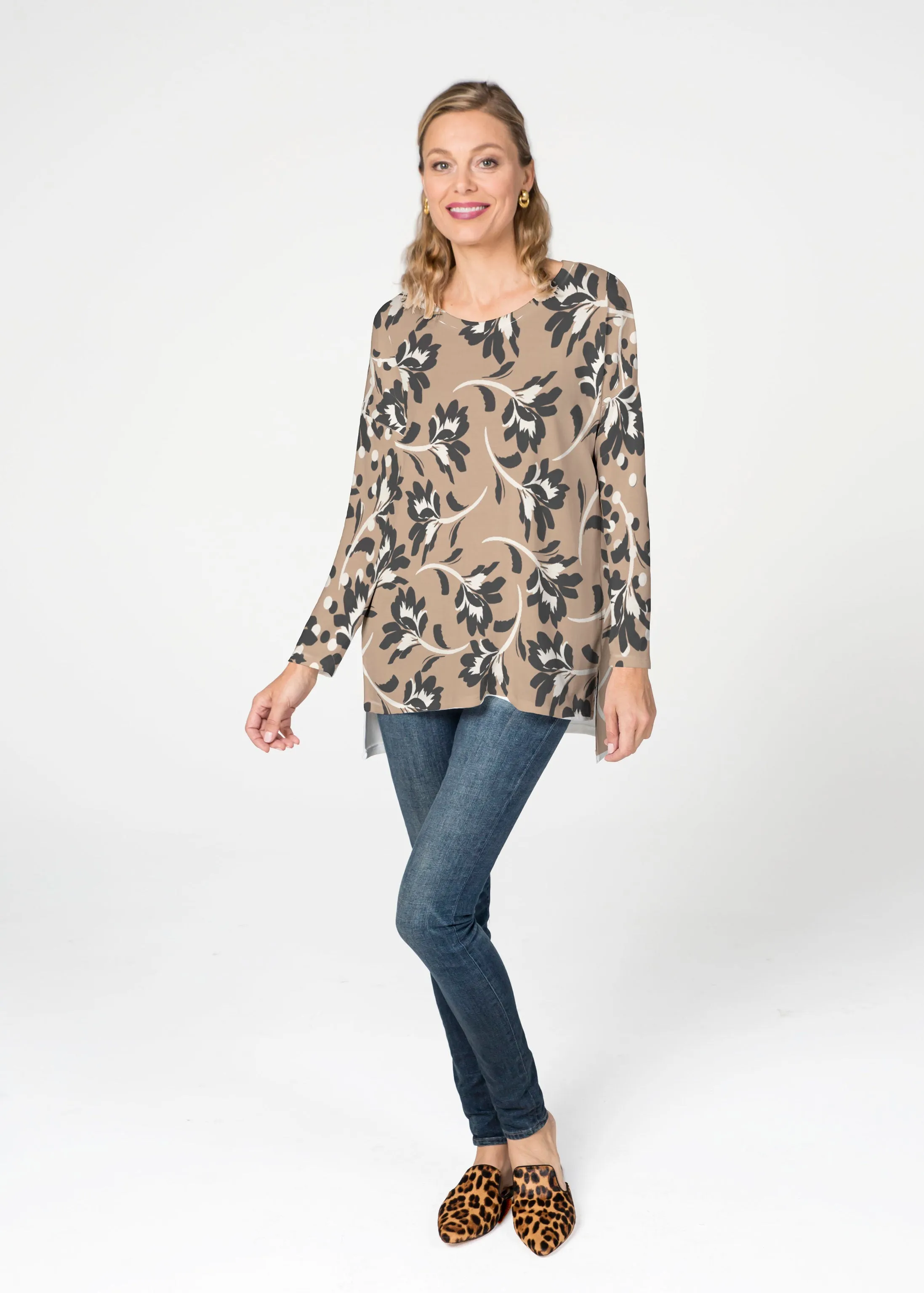 Polka Dot Floral (7875) ~ Slouchy Butterknit Top