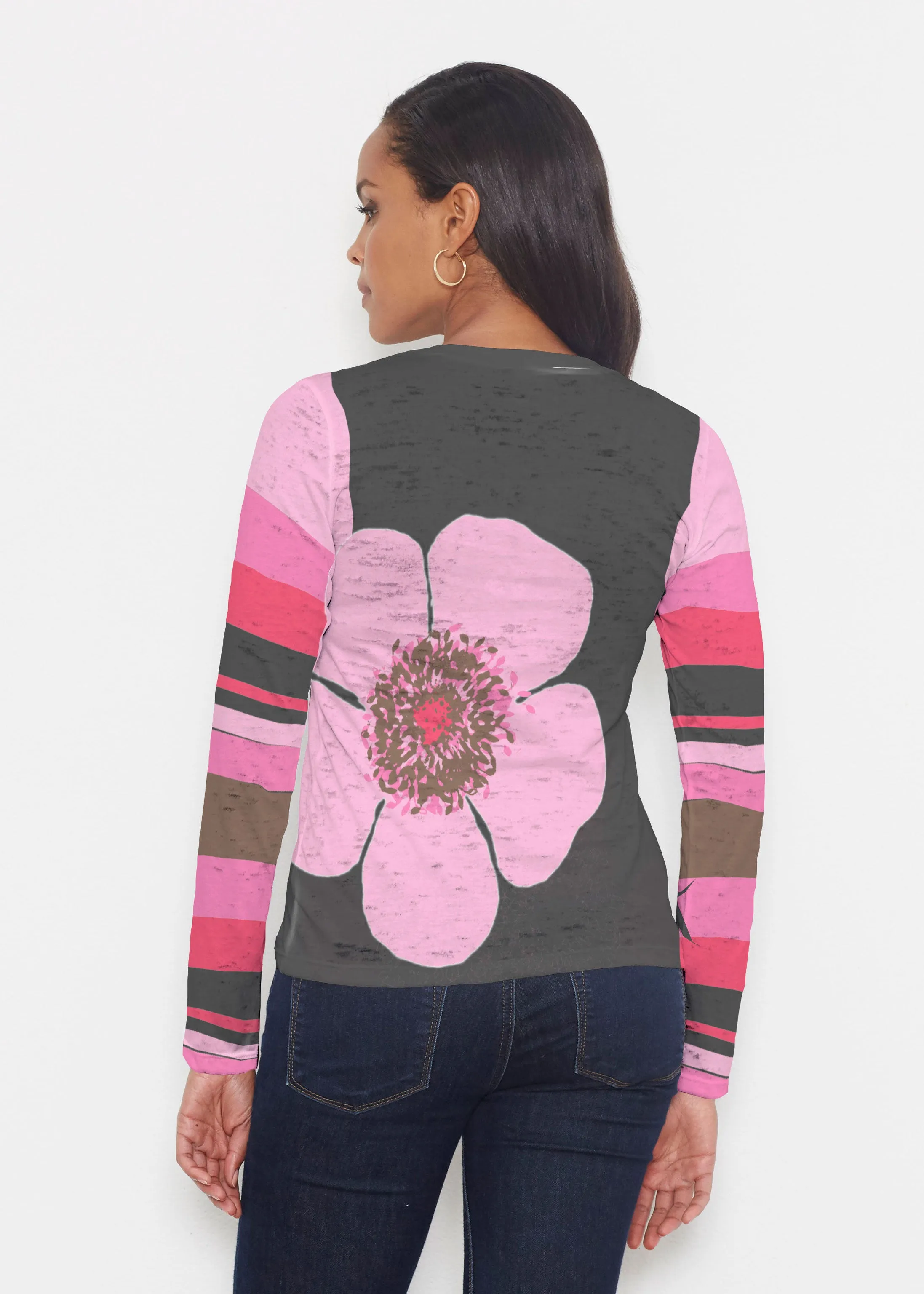 Poppy Black Stripes (7100) ~ Signature Long Sleeve Crew Shirt