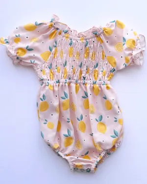 PREORDER! Jolie Puff Sleeve Smock Romper - Pink Lemonade