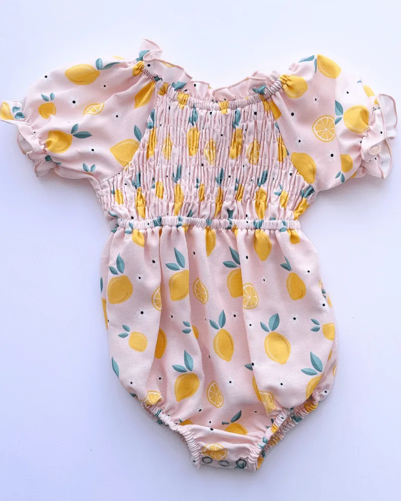 PREORDER! Jolie Puff Sleeve Smock Romper - Pink Lemonade