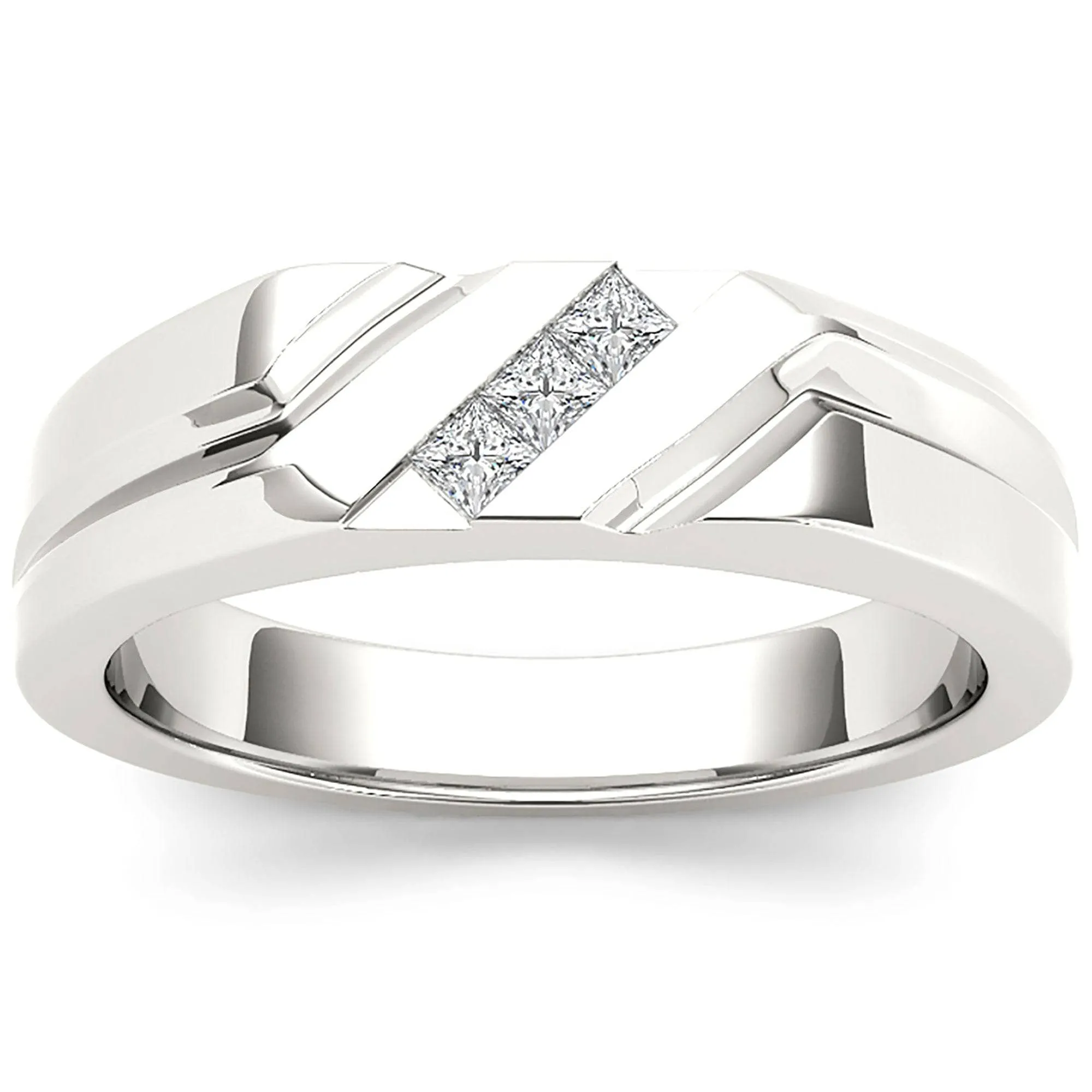Princess Cut Diamond Mens Wedding Band