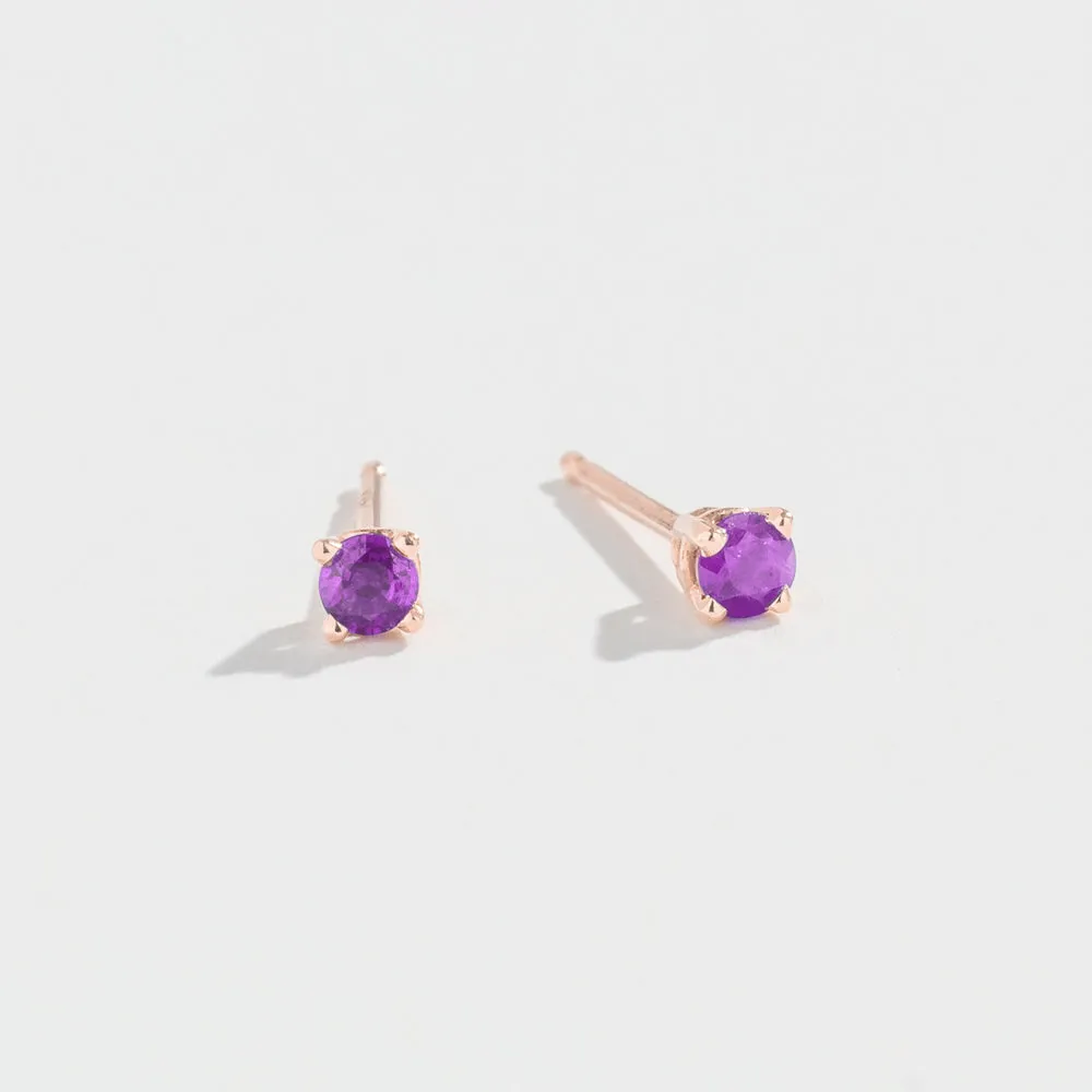 PRONG STUDS | 14K GOLD & AMETHYST