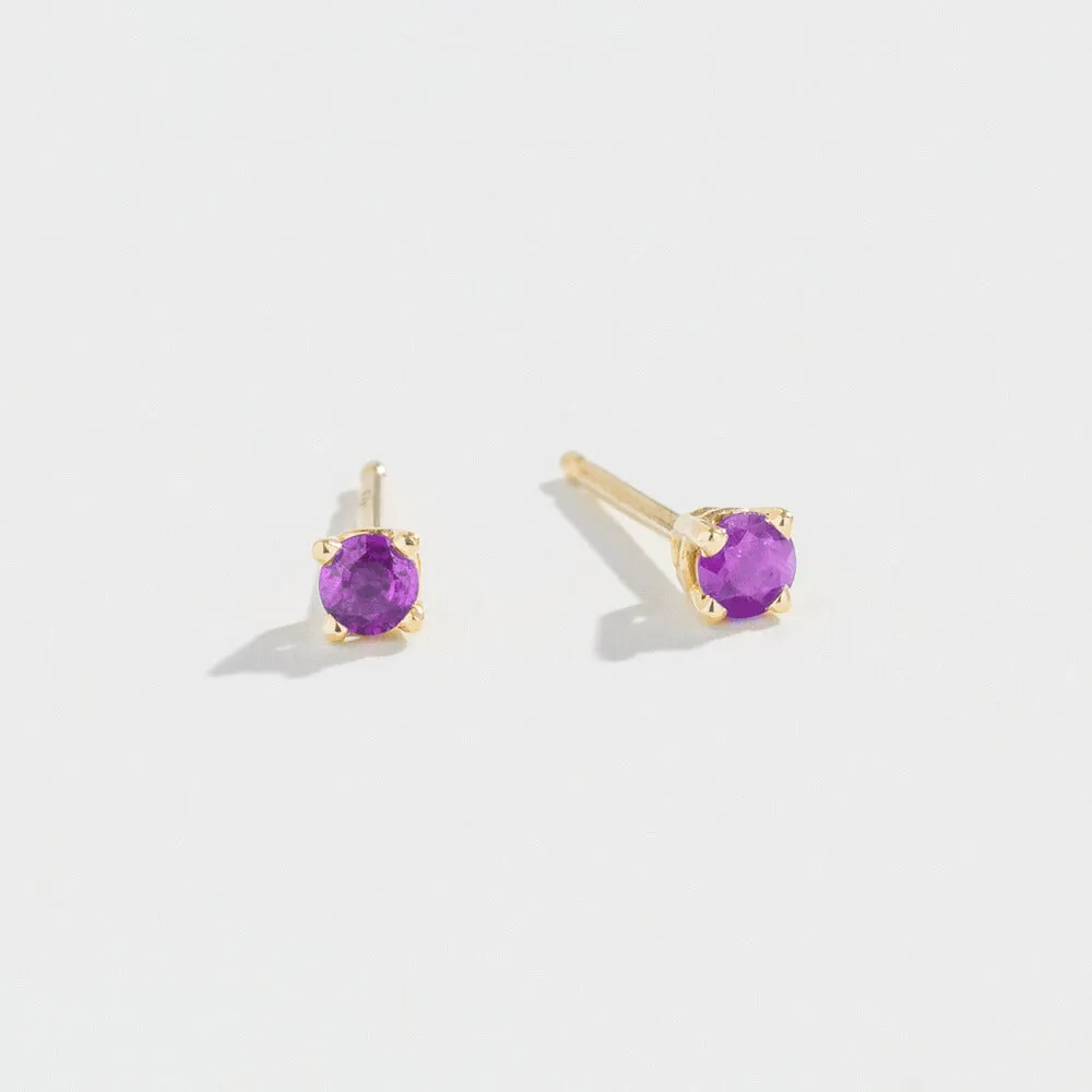 PRONG STUDS | 14K GOLD & AMETHYST
