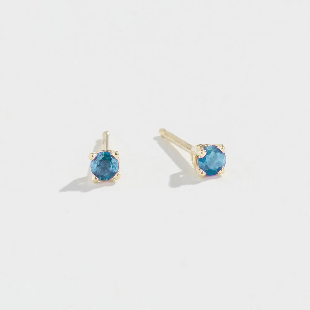 PRONG STUDS | 14K GOLD & AQUAMARINE