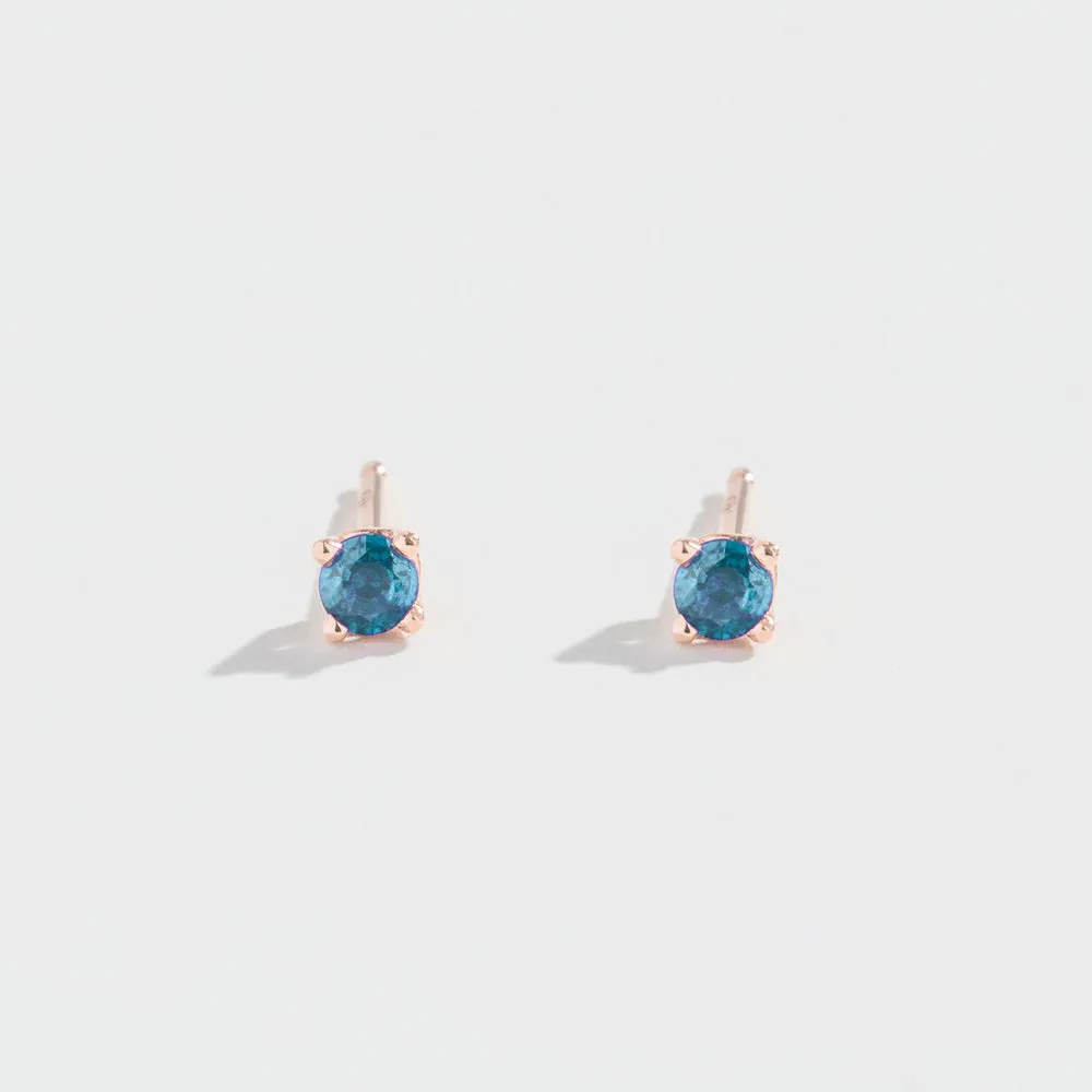 PRONG STUDS | 14K GOLD & AQUAMARINE