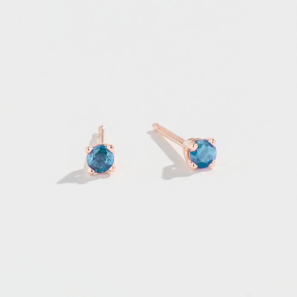 PRONG STUDS | 14K GOLD & AQUAMARINE