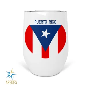 Puerto Rico Flag Stainless Steel Stemless Wine Cup 12 OZ