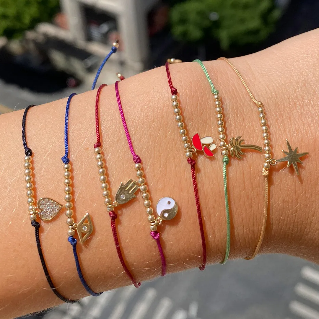 Pure Gold Tiny Palm Tree Cord Bracelet