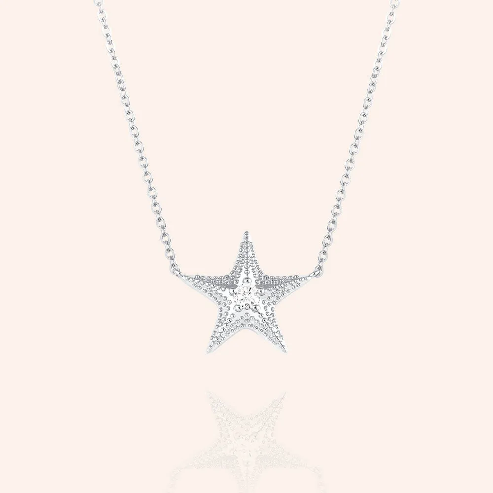 "Coast to coast" 1.0CTW Starfish Pendant Necklace