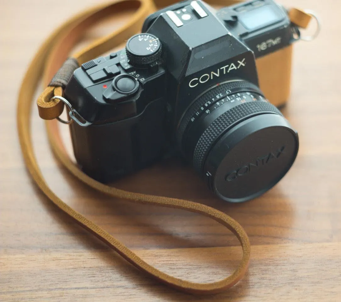 Real Pull-Up  Waxed Leather Camera Strap - Cognac 10mm