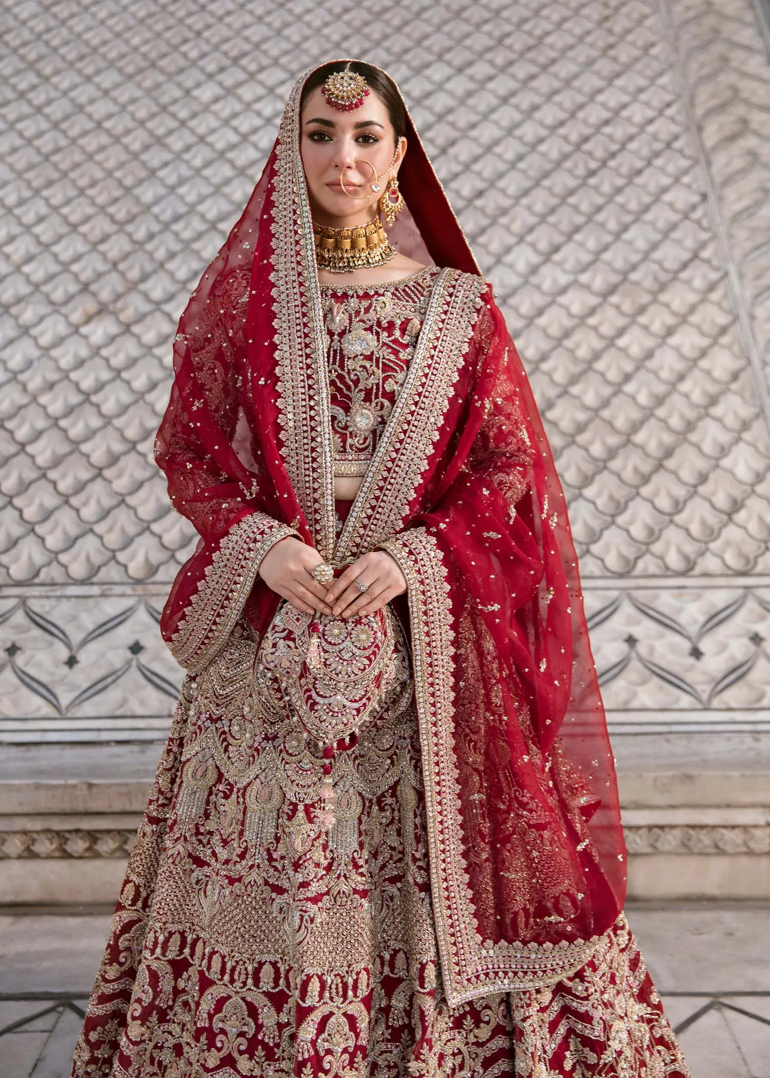 Red Lehenga Choli Dupatta Barat Pakistani Bridal Dress