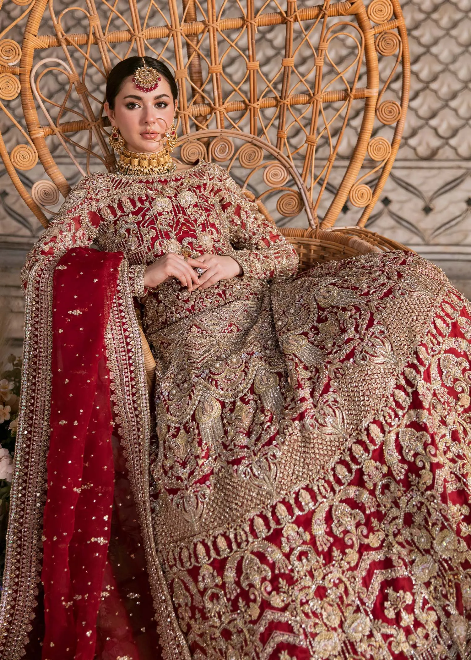 Red Lehenga Choli Dupatta Barat Pakistani Bridal Dress