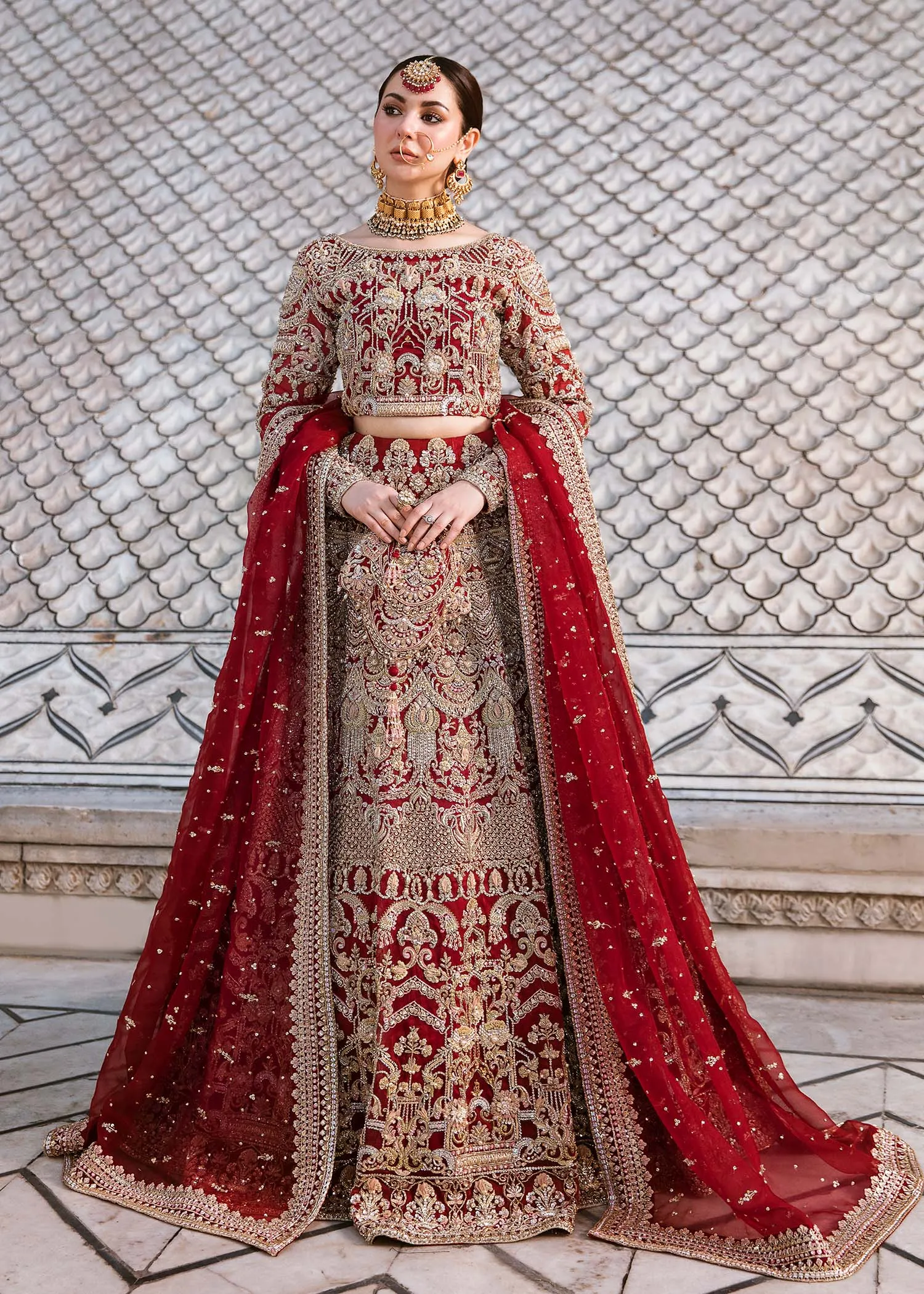Red Lehenga Choli Dupatta Barat Pakistani Bridal Dress