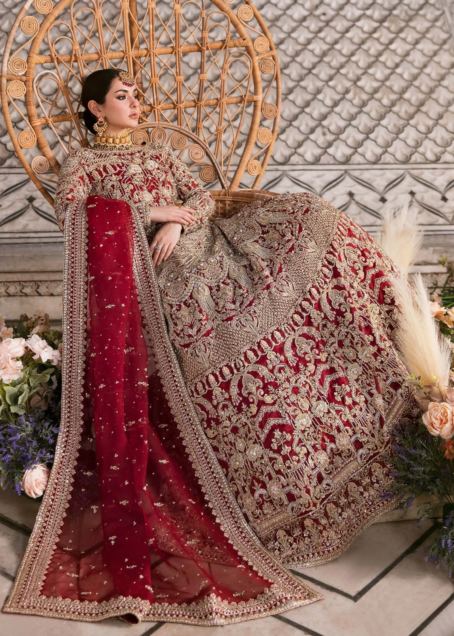 Red Lehenga Choli Dupatta Barat Pakistani Bridal Dress