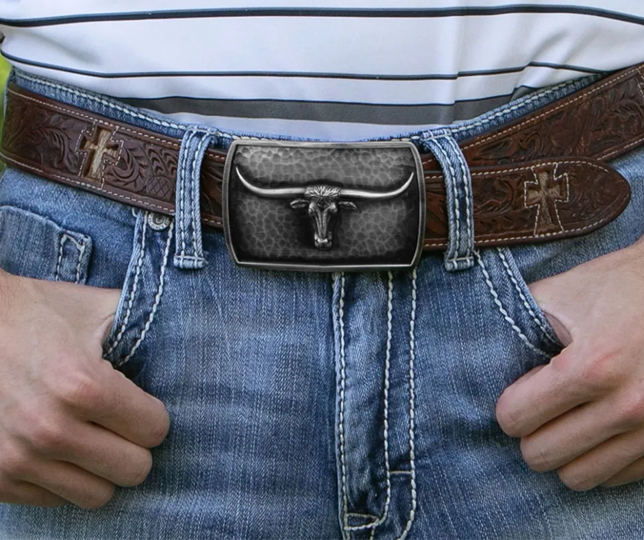River Rock Longhorn Belt Buckle
