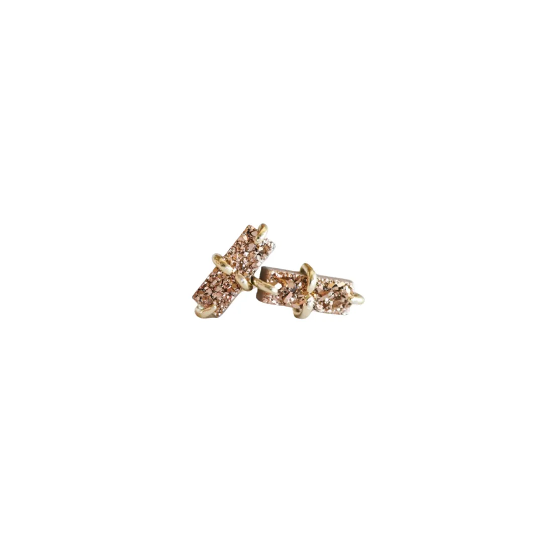 Rose Gold Druzy Bar Studs