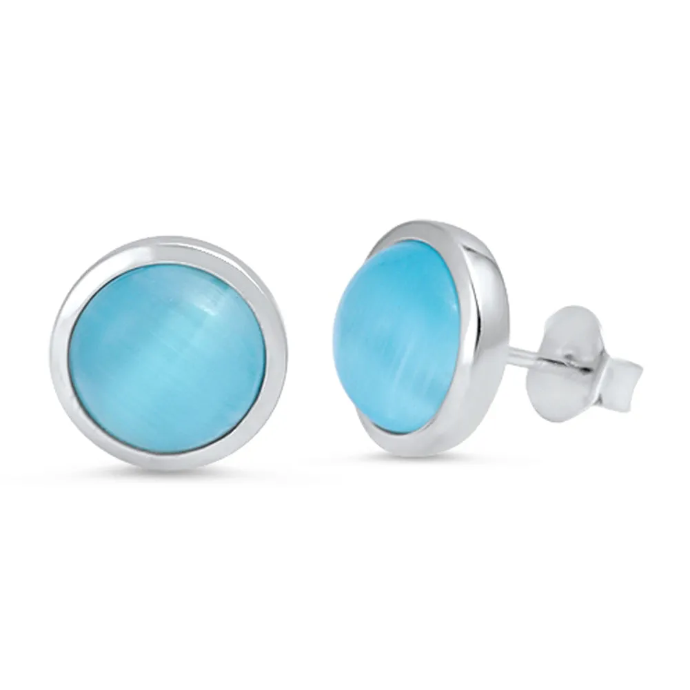 Round Simple Circle Post Classic .925 Sterling Silver Plain Earrings
