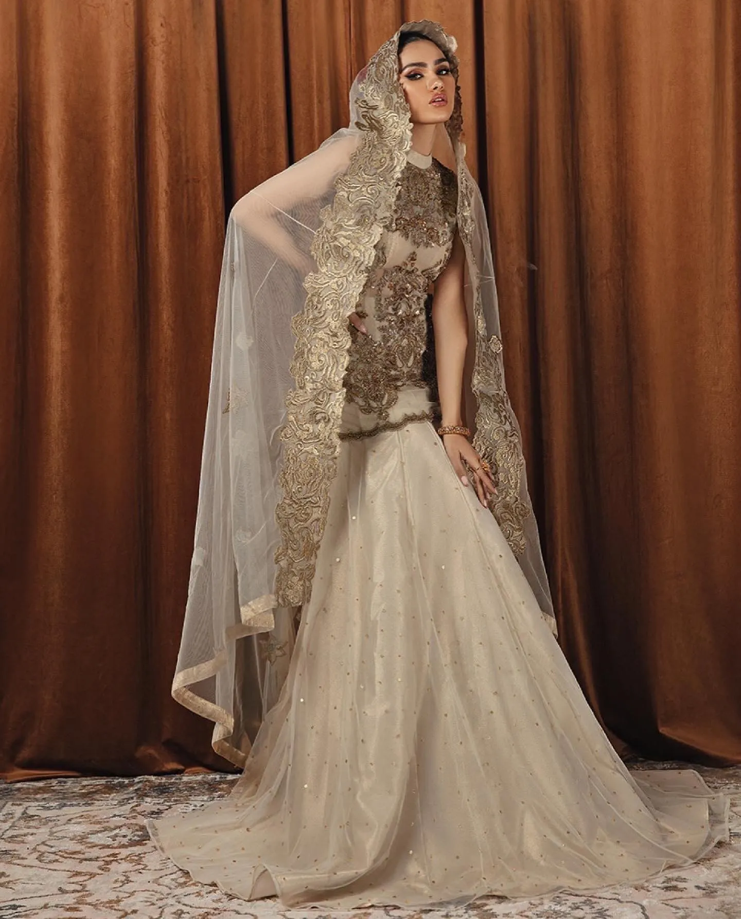 Royal Pakistani Bridal Dress in Shirt and Lehenga Style