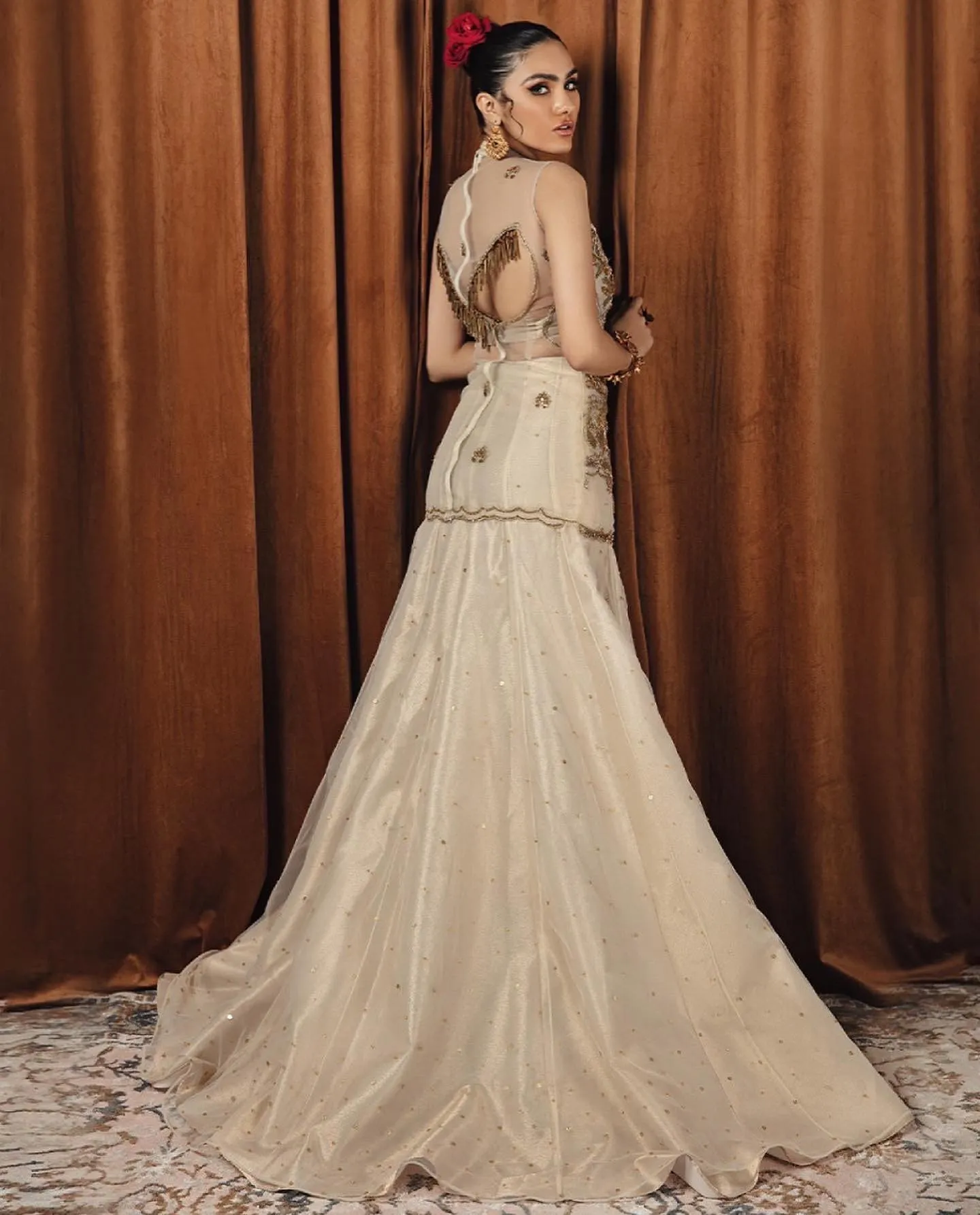 Royal Pakistani Bridal Dress in Shirt and Lehenga Style
