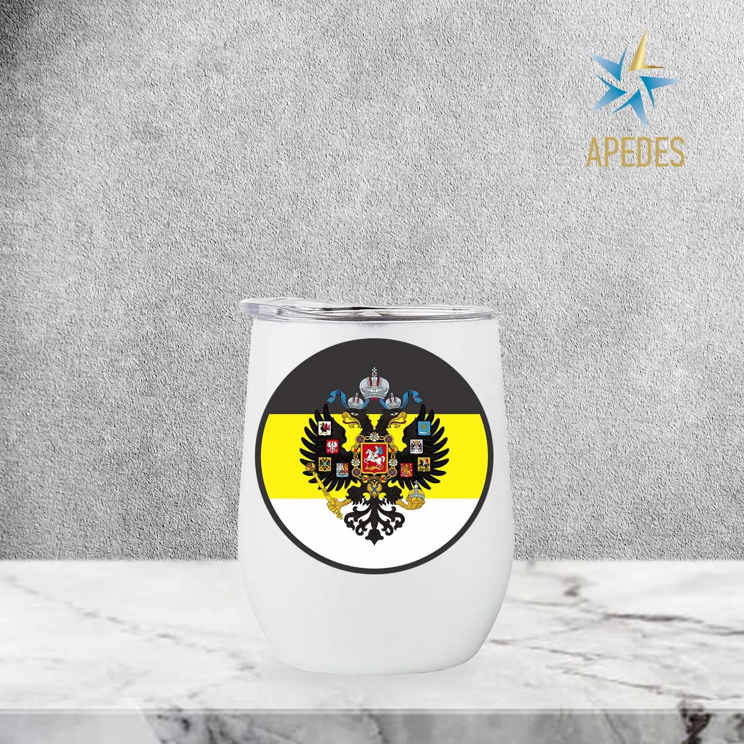 Russian Imperial Coat of Arms Stainless Steel Stemless Wine Cup 12 OZ