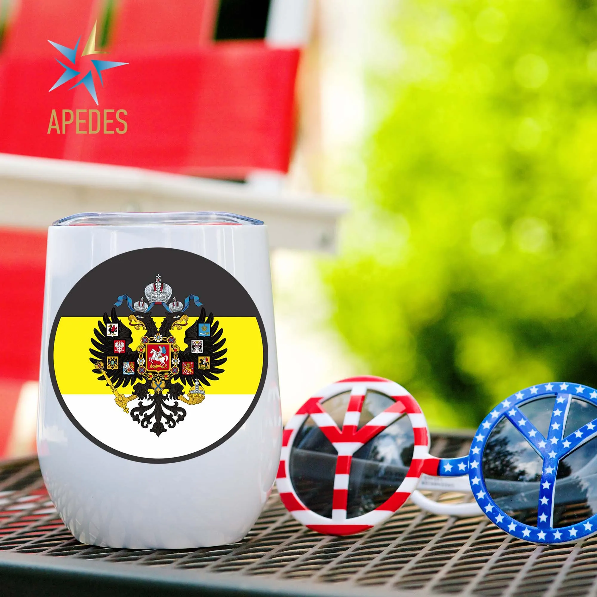 Russian Imperial Coat of Arms Stainless Steel Stemless Wine Cup 12 OZ