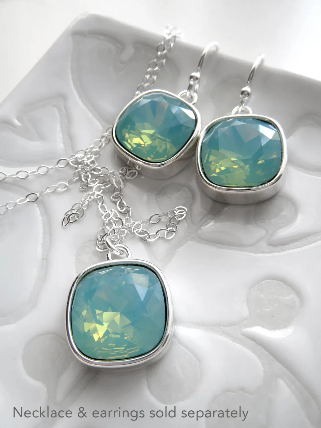 Seafoam Ghost - Mint Seafoam Crystal Earrings